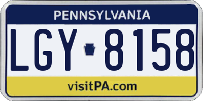 PA license plate LGY8158