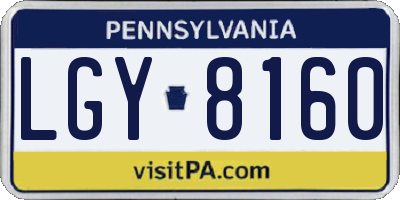 PA license plate LGY8160
