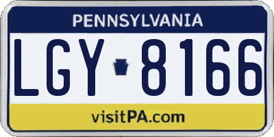 PA license plate LGY8166