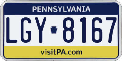 PA license plate LGY8167
