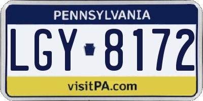 PA license plate LGY8172
