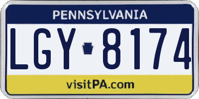 PA license plate LGY8174