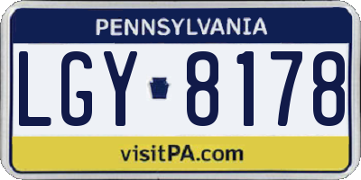 PA license plate LGY8178
