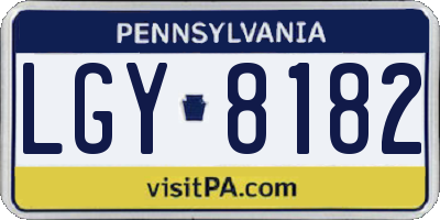 PA license plate LGY8182