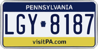 PA license plate LGY8187
