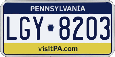 PA license plate LGY8203