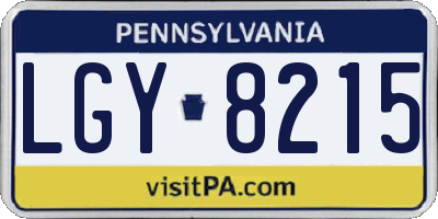 PA license plate LGY8215