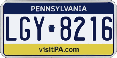 PA license plate LGY8216