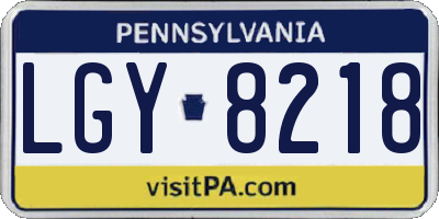 PA license plate LGY8218