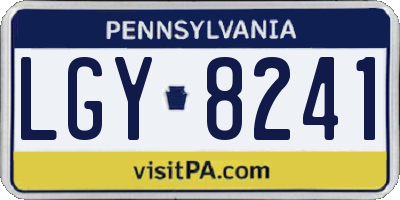 PA license plate LGY8241