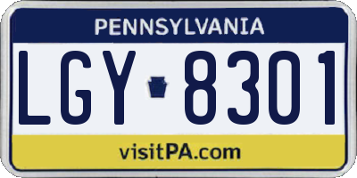 PA license plate LGY8301