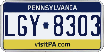 PA license plate LGY8303
