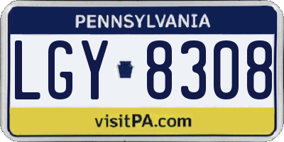 PA license plate LGY8308