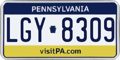 PA license plate LGY8309