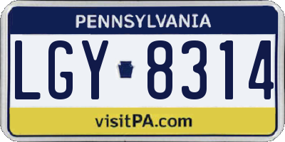 PA license plate LGY8314