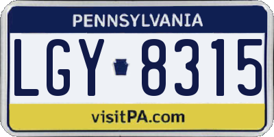 PA license plate LGY8315