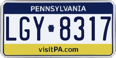 PA license plate LGY8317