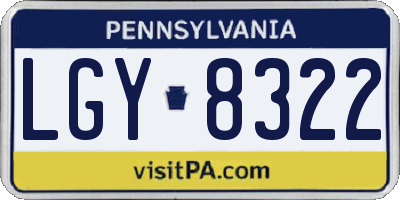 PA license plate LGY8322