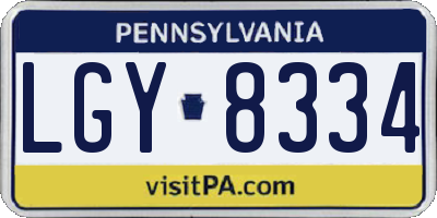 PA license plate LGY8334