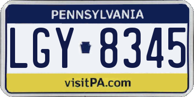 PA license plate LGY8345