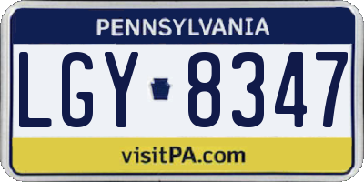 PA license plate LGY8347