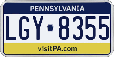 PA license plate LGY8355