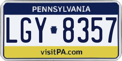 PA license plate LGY8357