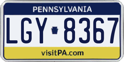 PA license plate LGY8367