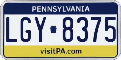 PA license plate LGY8375
