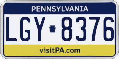 PA license plate LGY8376