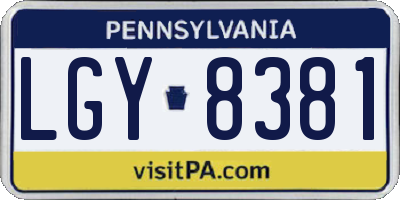 PA license plate LGY8381