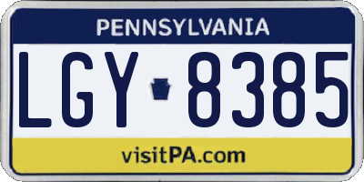 PA license plate LGY8385