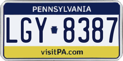 PA license plate LGY8387