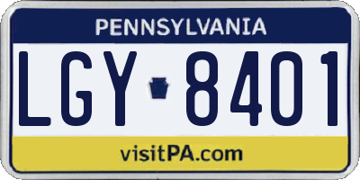 PA license plate LGY8401