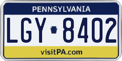 PA license plate LGY8402
