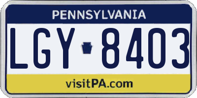 PA license plate LGY8403