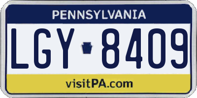 PA license plate LGY8409