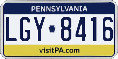 PA license plate LGY8416