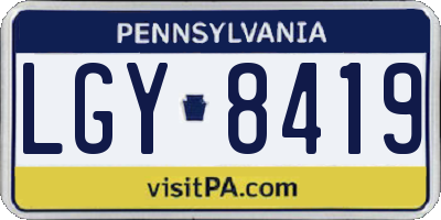 PA license plate LGY8419