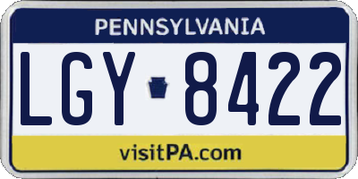 PA license plate LGY8422
