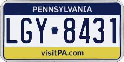 PA license plate LGY8431