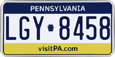 PA license plate LGY8458