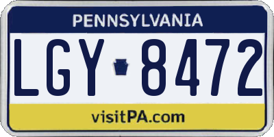 PA license plate LGY8472
