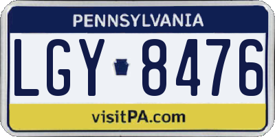 PA license plate LGY8476
