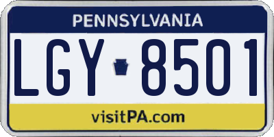 PA license plate LGY8501