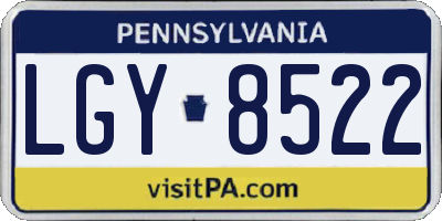 PA license plate LGY8522