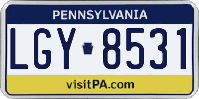PA license plate LGY8531