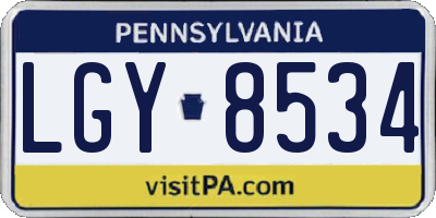 PA license plate LGY8534