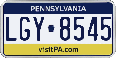 PA license plate LGY8545