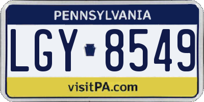 PA license plate LGY8549